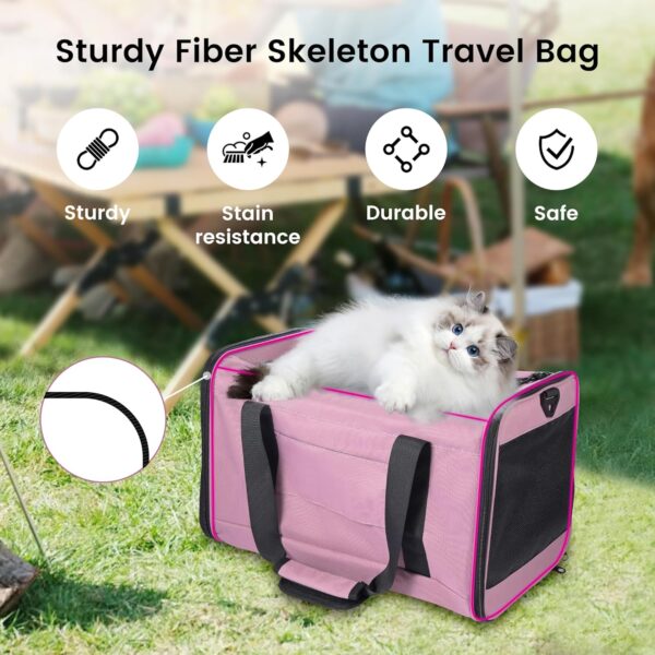 Cat Carrier, Dog Pet Carrier Airline Approved Soft Bag for Small Dogs,Medium Cats and Guinea Pig, Travel Bag for 2 Cats Under 26 LBS, Collapsible Soft Sided Cat Backpack TSA Travel Bag-Purple - Image 5