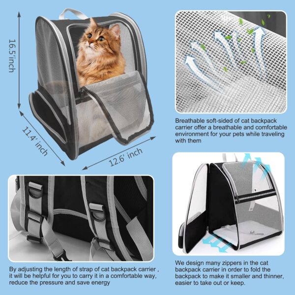 3-in-1 Pet Travel Kit, Cat/Dog Backpack Carrier, Soft-Sided Pet Carrier Airline Approved & Collapsible Cat Litter Box, Pet Essentials for Outdoor Traveling - Image 2