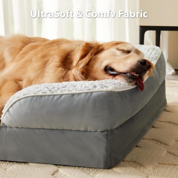 Orthopedic Large Dog Bed, Sofa Dog Bed Large Sized Dog with Egg Crate Foam, Large Dog Bed with Removable Washable Pillow Cover, Waterproof Dog Couch Bed with Anti-Slip Bottom, PET BED - Image 2