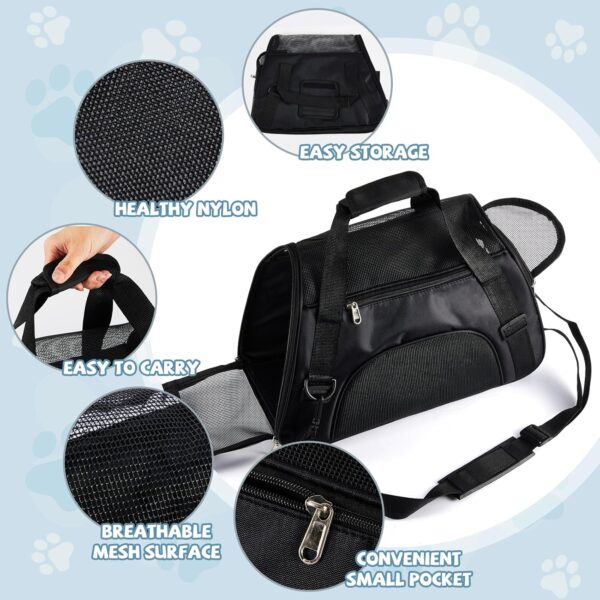 4 Pcs Cat Carrier Soft Pet Carrier for Cat Under 13lbs, 16.9'' x 11'' x 7.5'', Soft Sided Foldable Comfortable and Portable Carrying Bag for Cat, Small Dog Pet Travel(Black, Gray) - Image 3