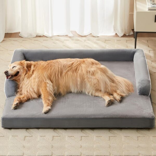 Orthopedic Dog Beds Large Sized Dog, Waterproof Large Dog Bed with Sides, Washable Couch Dog Bed with Removable Pillow Cover and Anti-Slip Bottom, Pet Bed for Large Dogs.