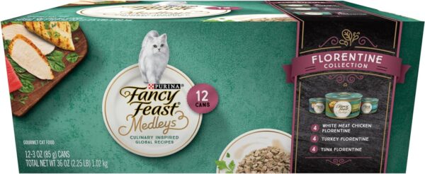 Purina Fancy Feast Wet Cat Food Medleys Florentine Wet Cat Food Variety Pack - (2 Packs of 12) 3 oz. Cans - Image 2