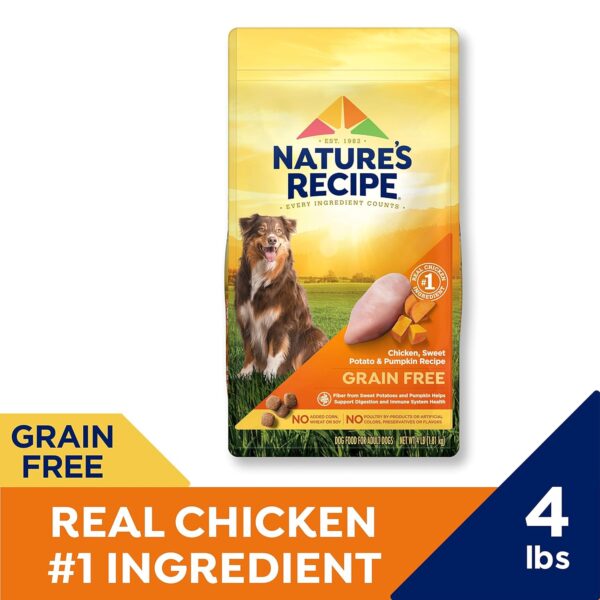 Nature′s Recipe Grain Free Chicken, Sweet Potato & Pumpkin Recipe Dry Dog Food, 4 lb. Bag - Image 2