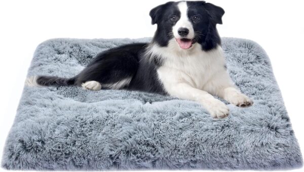 Dog Bed for Large, Medium, Small Dogs Breeds,Soft and Comfortable Dog Bed Mats, Washable Plush Dog Cage Mat, Deluxe Plush Anti-Slip Pet Beds Mats, Fluffy Kennel Pad, Grey 40 X 28 in