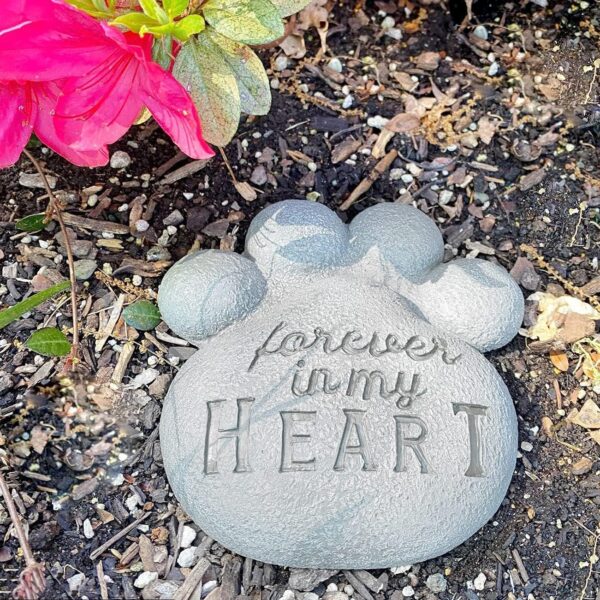 AuldHome Dog Pawprint Memorial Stone; Pet Cat or Dog Bereavement Gift Yard Decor - Image 2