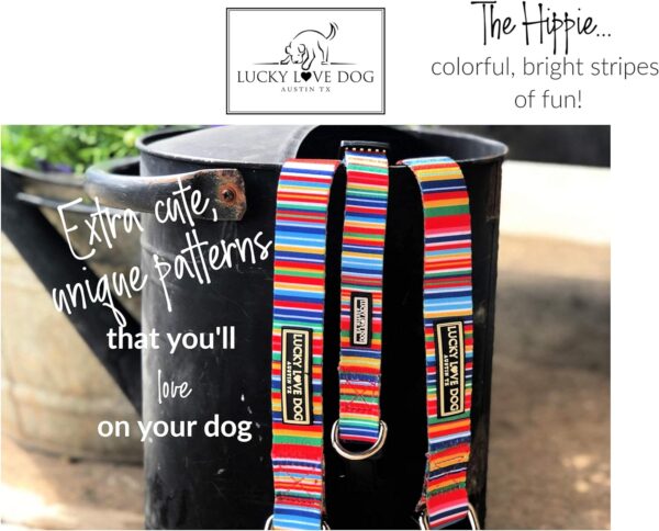 Lucky Love Dog Collars, Rainbow Stripes Pattern Dog Collar for Medium Dogs, Comfortable & Soft Cute Girl or Boy Dog Collar, Hippie, Medium - Image 2