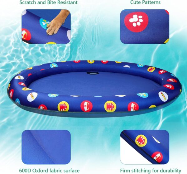 Inflatable Dog Pool Float, 55 x 38” Dog Swimming Raft Floating Mat for Small Medium and Large Dogs - Up to 90lbs - Image 3