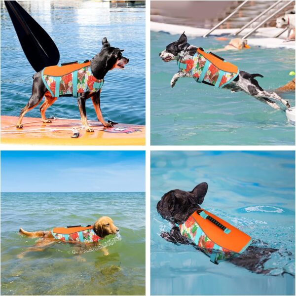 Ripstop Dog Life Jacket, Reflective & Adjustable Dog Swimming Vest with Handle, Dog Life Vests for Boating & Swimming, Pet Safety Life Preserver for Small Medium Large Dogs (Orange, XS) - Image 5