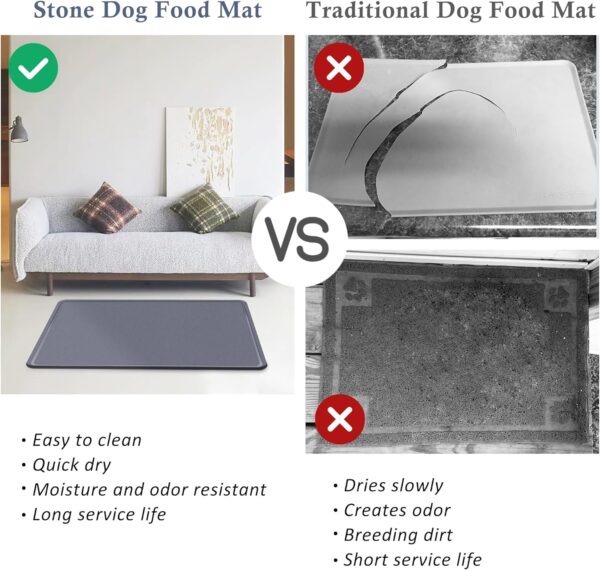 Extra Large Stone Dog Food Mat,Absorbent Cat Dog Mat for Food and Water, Quick Drying Pet Feeding Mat, Anti-Slip Diatomaceous Earth Dog Bowl Mat for Messy Drinkers,Dark Grey 23.6''x15.35'' - Image 7