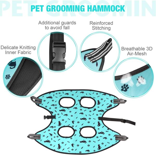 Dog&Cat Grooming Hammock - Pet Harness for Grooming Nail Trimming (XS 15lb), Dog Sling for Nail Clipping, Dog Hanging Holder for Cutting Nail with Nail Clippers - Image 5