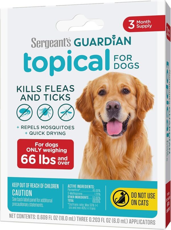 Sergeant's Guardian Flea & Tick Squeeze On Topical for Dogs, 66+ lbs., 3 Count - Image 10