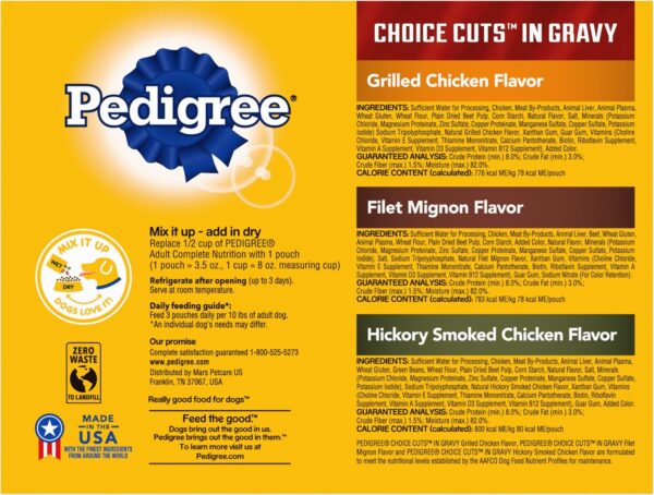 PEDIGREE CHOICE CUTS IN GRAVY Grill Inspired Classics Adult Soft Wet Dog Food 18-Count Variety Pack, 3.5 oz Pouches - Image 2