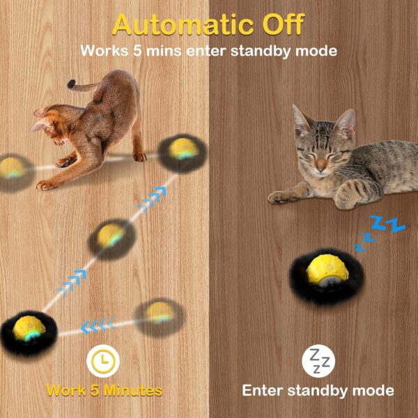 Interactive Cat Toys for Indoor Cats, Electric Cat Ball Fast Rolling in Pouch, Motion Activated Chirping Cat Toy, Hide and Seek Cat Toy with LED Light - Image 6