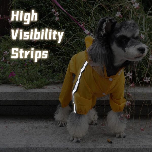 Small Dog Raincoat with Hood, Dog Raincoats Waterproof Dog Poncho Raincoat Reflective Strip, Yellow Dog Rain Jacket Raincoat For Dog With Leash Hole, Dog Rain Coats Clear Ponchos for Small Dogs - Image 4