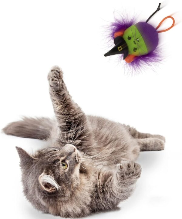 Petlinks Halloween Grumpy Witch Launcher Cat Toy - Green/Purple, One Size - Image 3