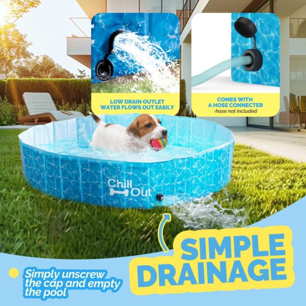 ALL FOR PAWS 63" Dog Pool for Large Dog Dog Swimming Pool Foldable Pool Dog Tub Outdoor Pool with MDF Board Inside and Anti-Skid Inner Layer Suitable for Dog - Image 4