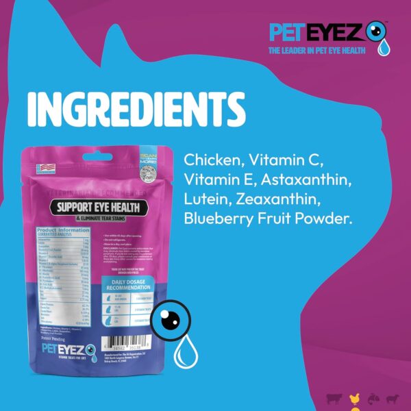 Pet Eyez Vitamin Treats for Cats - Tear Stain Remover - Eye Health Support - Reduces Itching & Allergies - Chicken Flavor - 1oz - Image 2