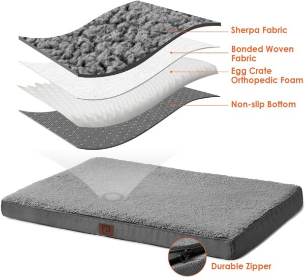 EHEYCIGA Orthopedic Dog Beds for Large Dogs with Removable Washable Cover for Crate, Grey, 35x23 - Image 4