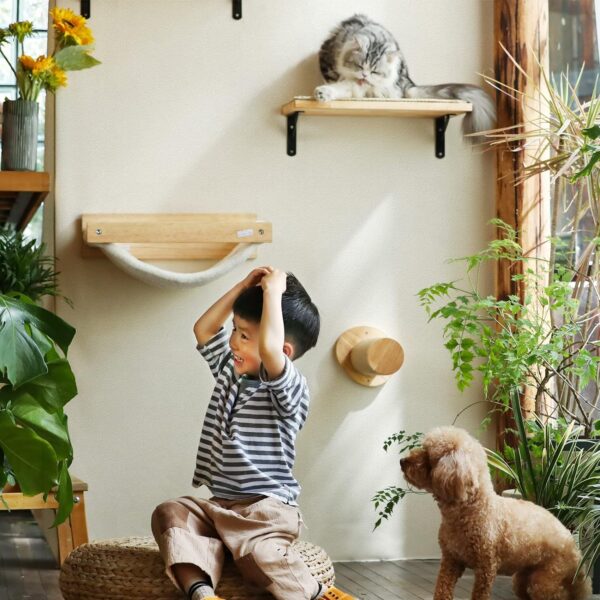 FUKUMARU Cat Wall Furniture, 11.8 Inch Cat Wall Steps for Drywall, Cat Stairs for Wall Mounted with Jute Scratching Cat Shelf for Most Kitten, Medium and Large Cats, 2 of Pack - Image 7