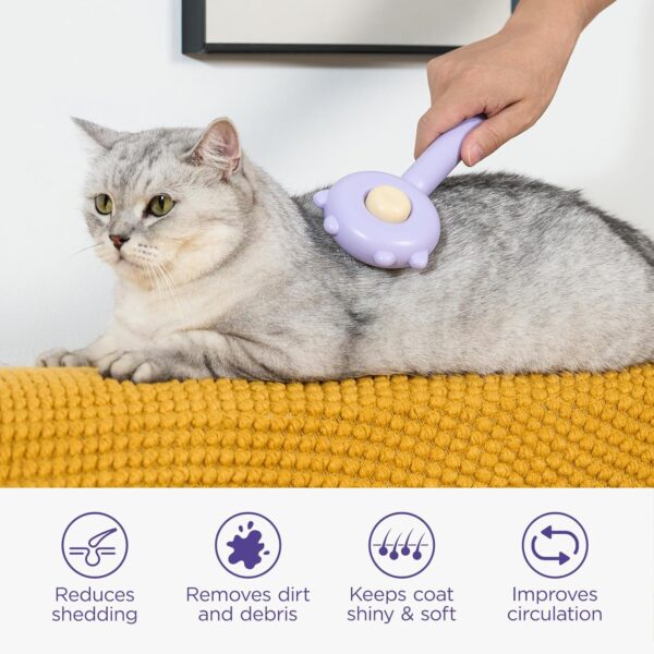 HICC GROOM! Pet Grooming Brush for Cats and Dogs, Self Cleaning Brush with Release Button, Shedding Brush for Short or Long Haired Cats/Dogs, Massage Removes Loose Fur, Tangles (Purple) - Image 4