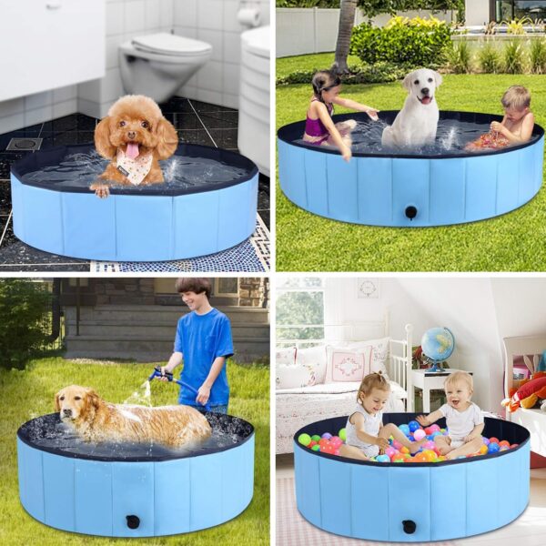 MorTime Foldable Dog Pool Portable Pet Bath Tub Large Indoor & Outdoor Collapsible Bathing Tub for Dogs and Cats (S, 31" x 8") - Image 7