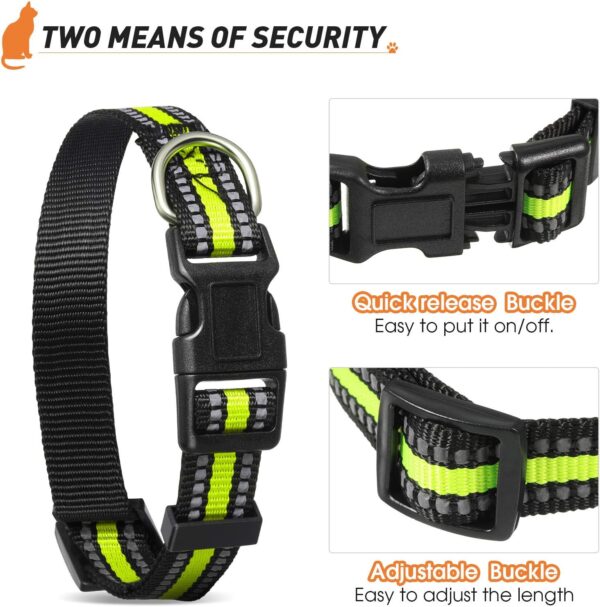 3 Pieces Dog Collar Reflective Dog Collar Nylon Dog Collar Adjustable Dog Collars Quick Release Dog Collar Pet Collars for Dogs - Image 5