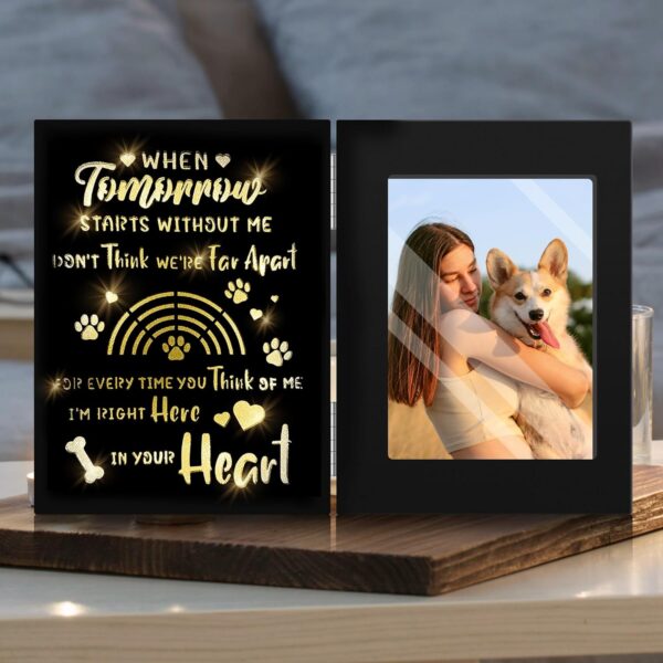 Dog Memorial Gifts, Pet Memorial Gifts, Dog Memorial Gifts for Loss of Dog, Dogs Passing Away Sympathy Gift with Rainbow Bridge, Black Glowing 4x6 Picture Frame for Wall and Tabletop