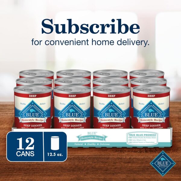 Blue Buffalo Homestyle Recipe Adult Wet Dog Food, Made with Natural Ingredients, Beef Dinner With Garden Vegetables, 12.5-oz. Cans (Pack of 12) - Image 11