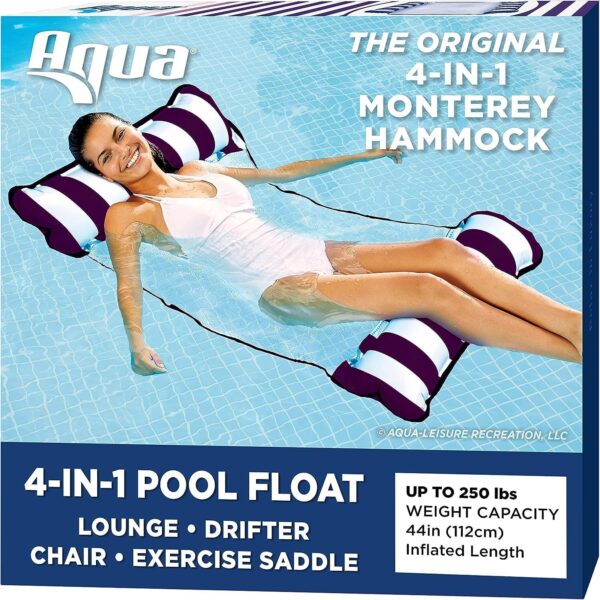 Aqua Original 4-in-1 Monterey Hammock Pool Float & Water Hammock – Multi-Purpose, Inflatable Pool Floats for Adults – Patented Thick, Non-Stick PVC Material - Image 7