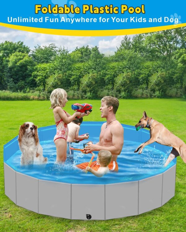 Extra Large Foldable Dog Pool,71"x 12" Portable Anti-Slip Kiddie Pool Hard Plastic, Swimming Pool for Dogs Cats and Kids Pet Puppy Bathing Tub - Image 7