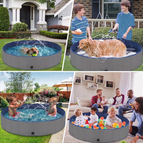 Large Dog Pool, Dog Bathtub Collapsible Hard PVC Material Pet Swimming Pool, Portable Bath Tub for Pets Dogs, Pet Pool for Indoor and Outdoor 63 x 12inches - Image 7