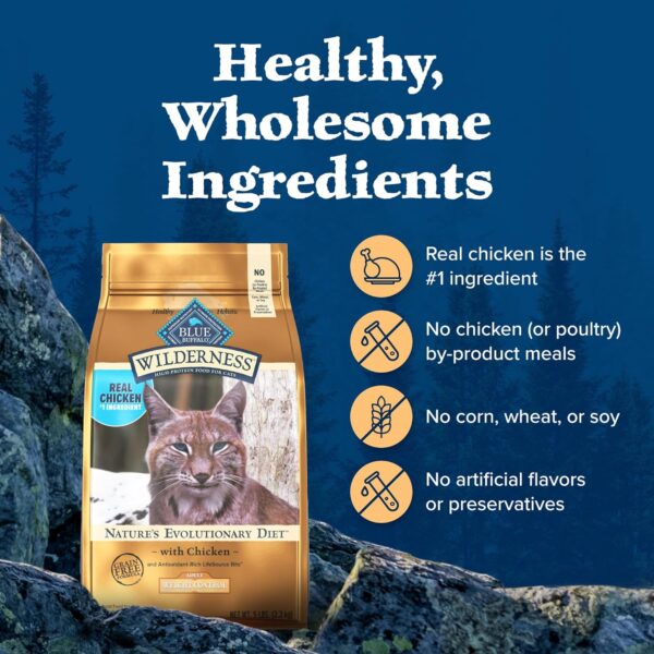 Blue Buffalo Wilderness High Protein, Natural Adult Weight Control Dry Cat Food, Chicken 5-lb - Image 5