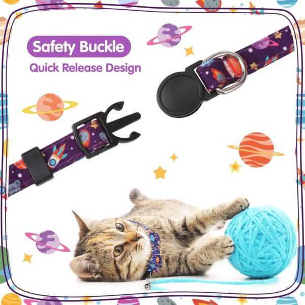 4 Pack Bowtie Cat Collar with Bells, Adjustable Breakaway Cat Collar Cute Space Kitten Collar with Removeable Bow for Boy and Girl Cats - Image 4