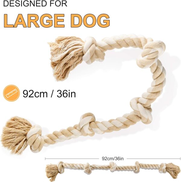 Fida Dog Rope Toys for Large/Medium Aggressive Chewers, Tough Rope Chew Toy, 3 Feet 5 Knots Indestructible Natural Cotton, Tug of War Dog Pull Rope Teeth Cleaning - Image 5