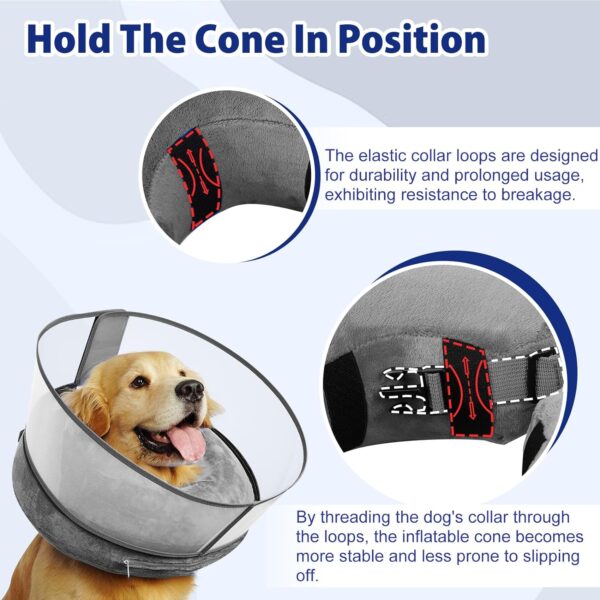 BARKLESS Inflatable Dog Cone Collar, Soft Dog Donut Collar After Surgery, 2-in-1 Dog Cone Alternative with Detachable Anti-Licking Shield, Soft Cone for Dogs Does Not Block Vision - Image 8