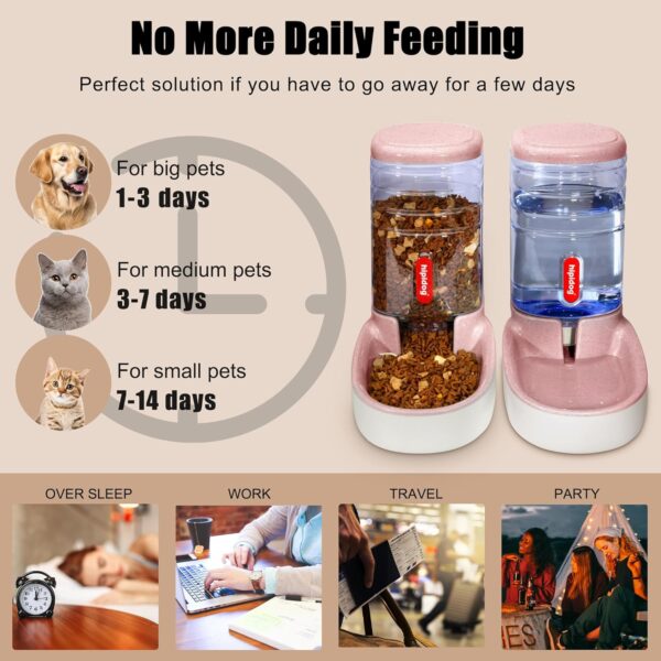 Automatic Pet Feeder Small&Medium Pets Automatic Food Feeder and Waterer Set 3.8L, Travel Supply Feeder and Water Dispenser for Dogs Cats Pets Animals - Image 5