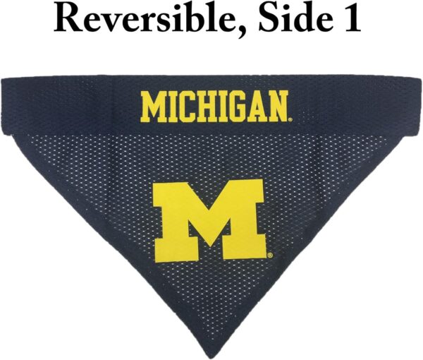 Pets First Collegiate Pet Accessories, Reversible Bandana, Michigan Wolverines, Small/Medium, Black/White - Image 3