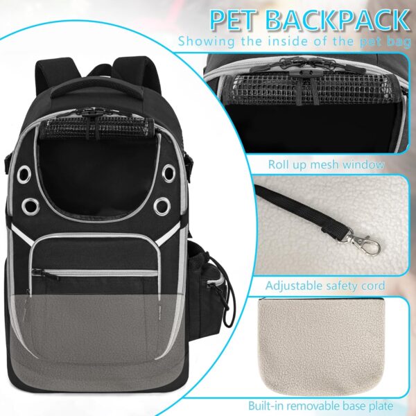 Pet Dog Carrier Backpack for Small Pets Dog Head-Out Backpacks Puppy Large Cat Carrying Bag for Hiking, Camping or Travel - Black - Image 3