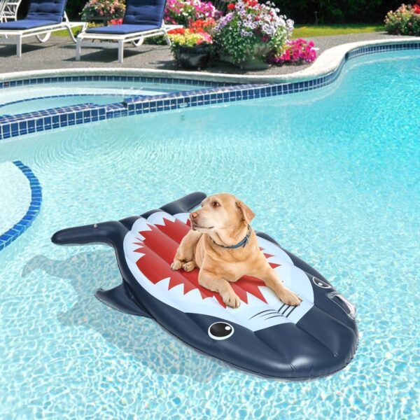 KOOLTAIL Dog Pool Float Inflatable Dog Raft, Large Ride Shark Dog Float for Lake, Dog Pool Swimming Float to Water Games Toys in Summer, Dog Pool Floats Raft for Small Medium Large Dogs Heavy Duty - Image 8