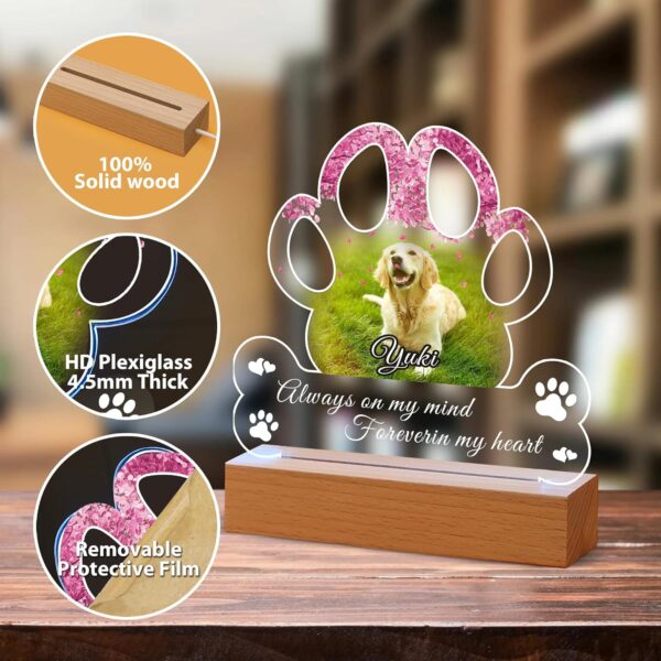 Pet Memorial Gifts for Dogs, Personalized Pet Memorial Night Lights, Dog Memorial Gifts for Loss of Dog, Loss of Dog Sympathy Gift, Dog Bereavement Remembrance Picture Frame (Design-C) - Image 2