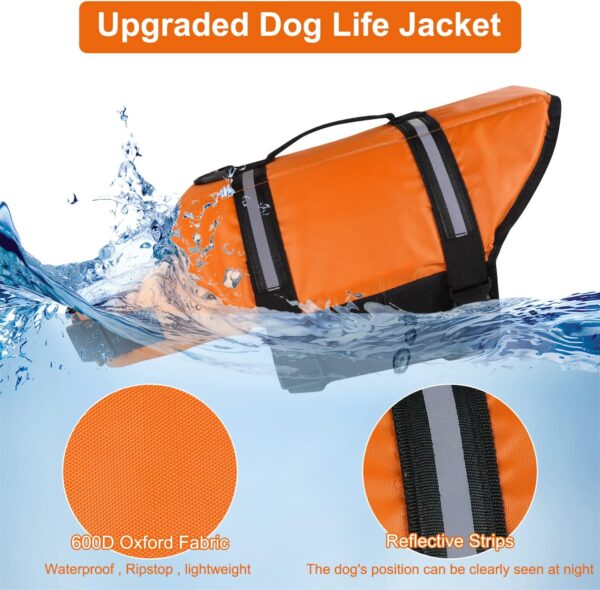 HAOCOO Dog Life Jacket Vest Saver Safety Swimsuit Preserver with Reflective Stripes/Adjustable Belt Dogs?Orange,XL - Image 2