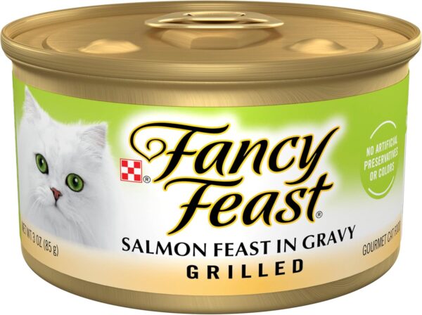 Purina Fancy Feast Grilled Wet Cat Food Salmon Feast in Wet Cat Food Gravy - (Pack of 24) 3 oz. Cans