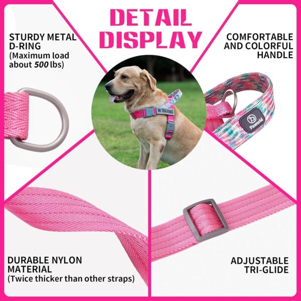 Service Dog Harness and Leash Set, No-Pull Service Dog Vest with 4 PCS Reflective Patches, Dog Vest Harness with Handle, Pet Harness for Small Medium Large Dogs in Training (Pink, S) - Image 3