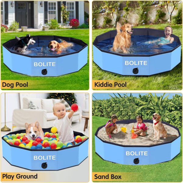 BOLITE Foldable Dog Pool for Large Dogs, 67'' x 12'' Portable Plastic Pet Swimming Pool, Collapsible Dog Bath for Large Medium Small Dogs, Kids and Ducks, Blue - Image 4