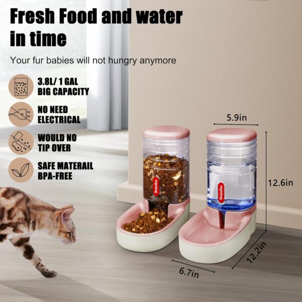 Automatic Pet Feeder Small&Medium Pets Automatic Food Feeder and Waterer Set 3.8L, Travel Supply Feeder and Water Dispenser for Dogs Cats Pets Animals - Image 2