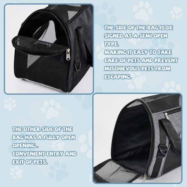 4 Pcs Cat Carrier Soft Pet Carrier for Cat Under 13lbs, 16.9'' x 11'' x 7.5'', Soft Sided Foldable Comfortable and Portable Carrying Bag for Cat, Small Dog Pet Travel(Black, Gray) - Image 4