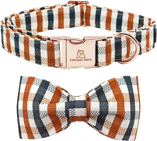 Lionheart glory Plaid Dog Collars Bowtie Dog Collar Heavy Duty Adjustable Fall Dog Collar for X-Large Dogs Collar Dog Bow Male Dog Collar