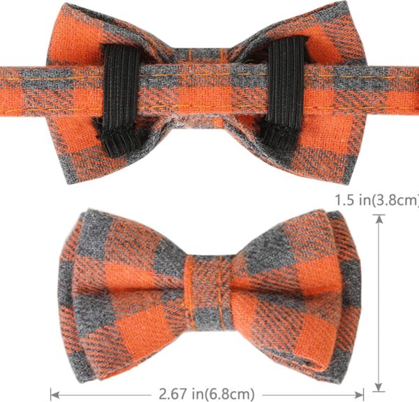 BANMODER Cat Collar Breakaway with Bells,Cute Cat Bow Tie,1 Pack safety Kitten Plaid & Flower Collar for Girl Boy Male Cats (Orange) - Image 4