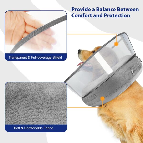 BARKLESS Inflatable Dog Cone Collar, Soft Dog Donut Collar After Surgery, 2-in-1 Dog Cone Alternative with Detachable Anti-Licking Shield, Soft Cone for Dogs Does Not Block Vision - Image 5