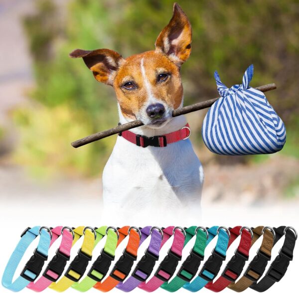 12 Pieces Nylon Dog Collar Bulk, Adjustable Dog Collars with Quick Release Buckle Dogs Collar Bulk for Dogs Walking Running Training, Medium (Mixed Colors) - Image 7